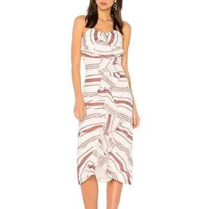 New C/MEO Collective On Her Own Striped Ruffle Strapless Midi Dress‎ XS